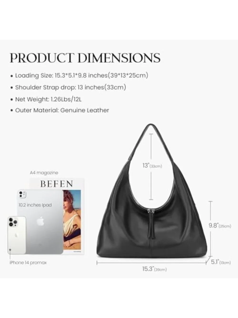 Stylish Genuine Leather Slouchy Hobo Bag & Crescent Crossbody Purse for Women